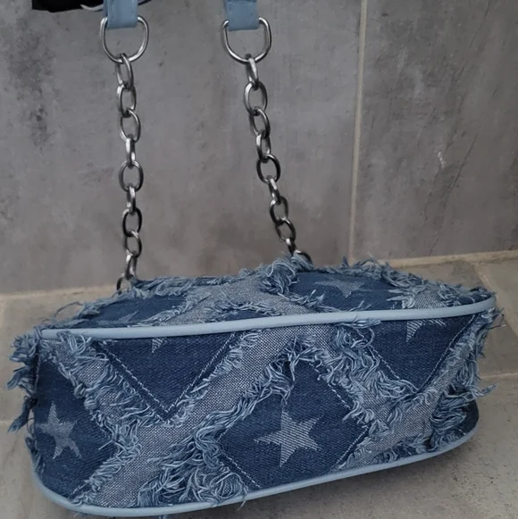 Denim Star Pattern Bag Bundle with Scrunchie And Headband NWOT - Picture 3 of 7